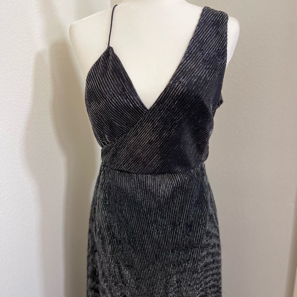KEEPSAKE Women's  Asymmetrical Neckline Midi Cocktail Fit + Flare Dress S VIDEO